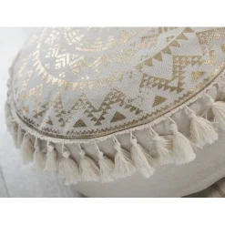 Pouf macramé à pompons beige