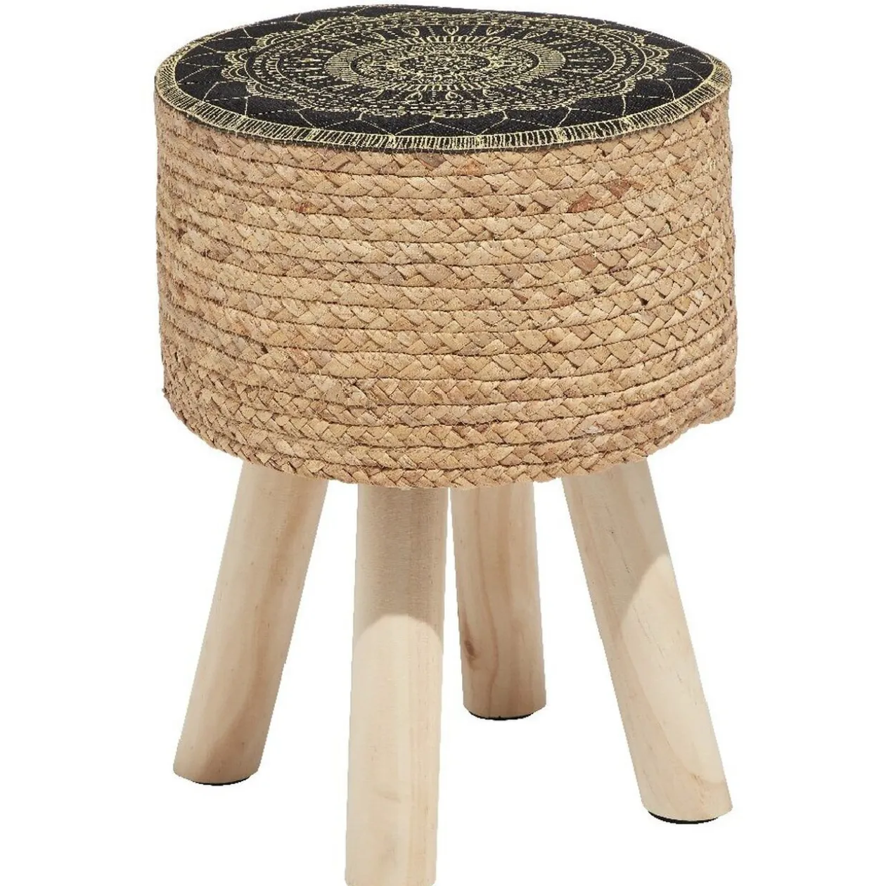 Pouf Mantra noir et naturel