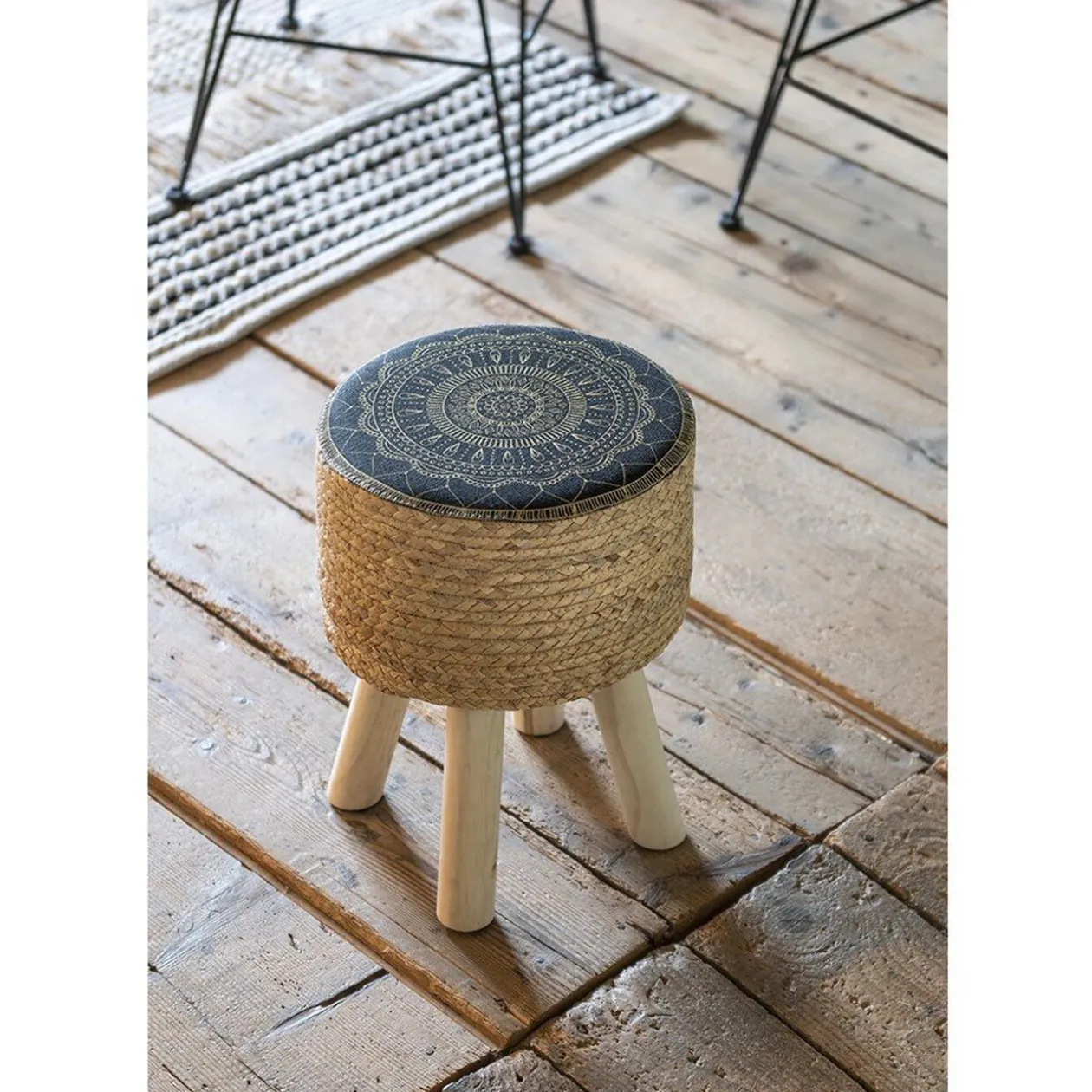 Pouf Mantra noir et naturel