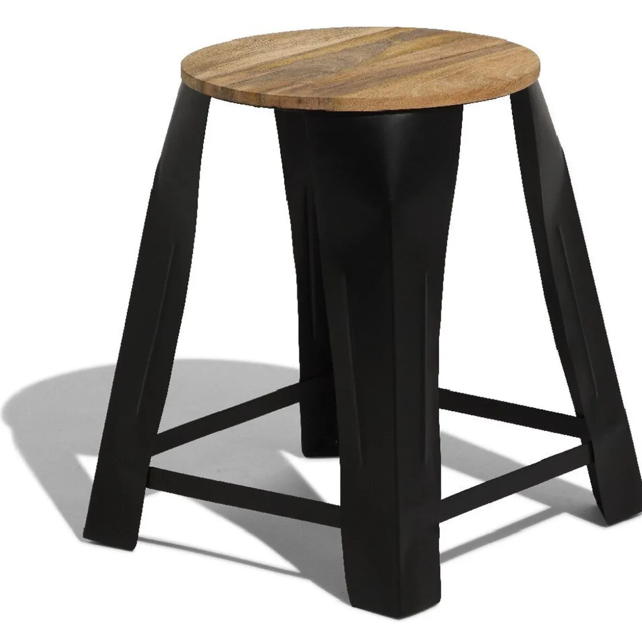 Pouf Nesh noir et bois clair