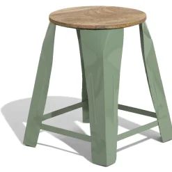 Pouf Nesh vert olive et bois clair