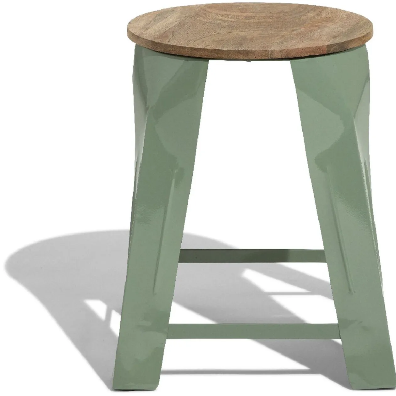 Pouf Nesh vert olive et bois clair