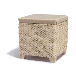 Pouf Noémie naturel avec coffre intégré