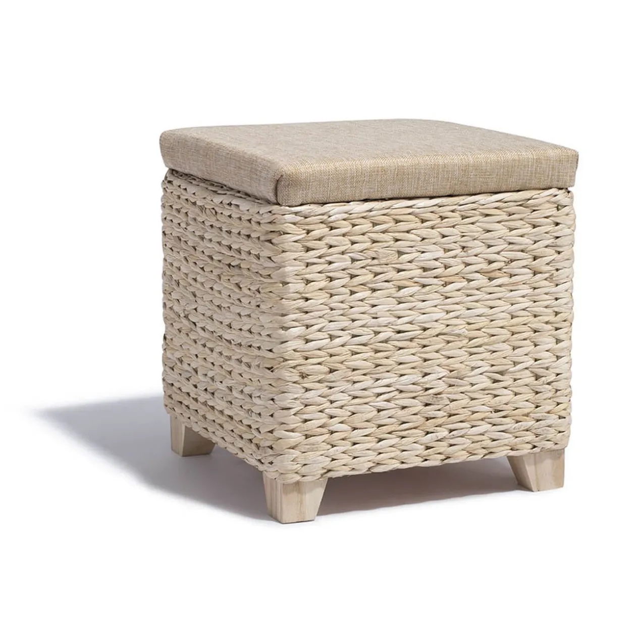 Pouf Noémie naturel avec coffre intégré