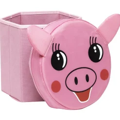 Pouf pliable cochon rose