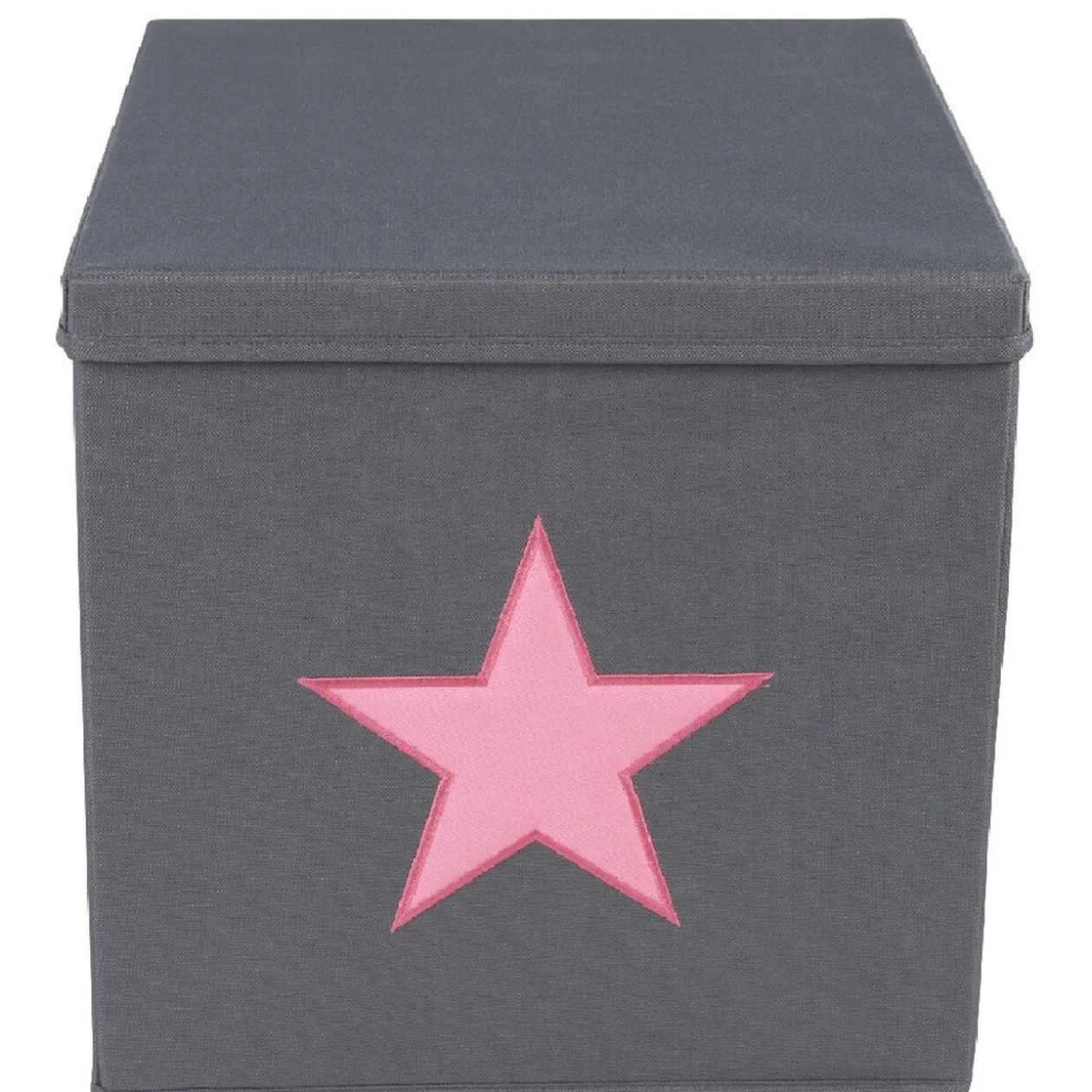 Pouf pliant gris étoile rose