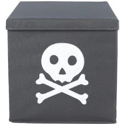 Pouf pliant gris tête de mort blanche