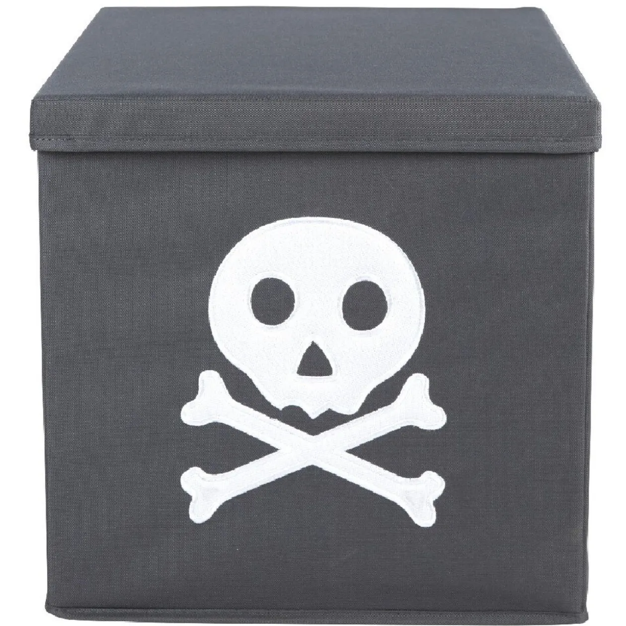 Pouf pliant gris tête de mort blanche