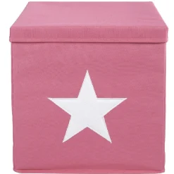 Pouf pliant rose étoile blanche