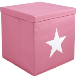 Pouf pliant rose étoile blanche