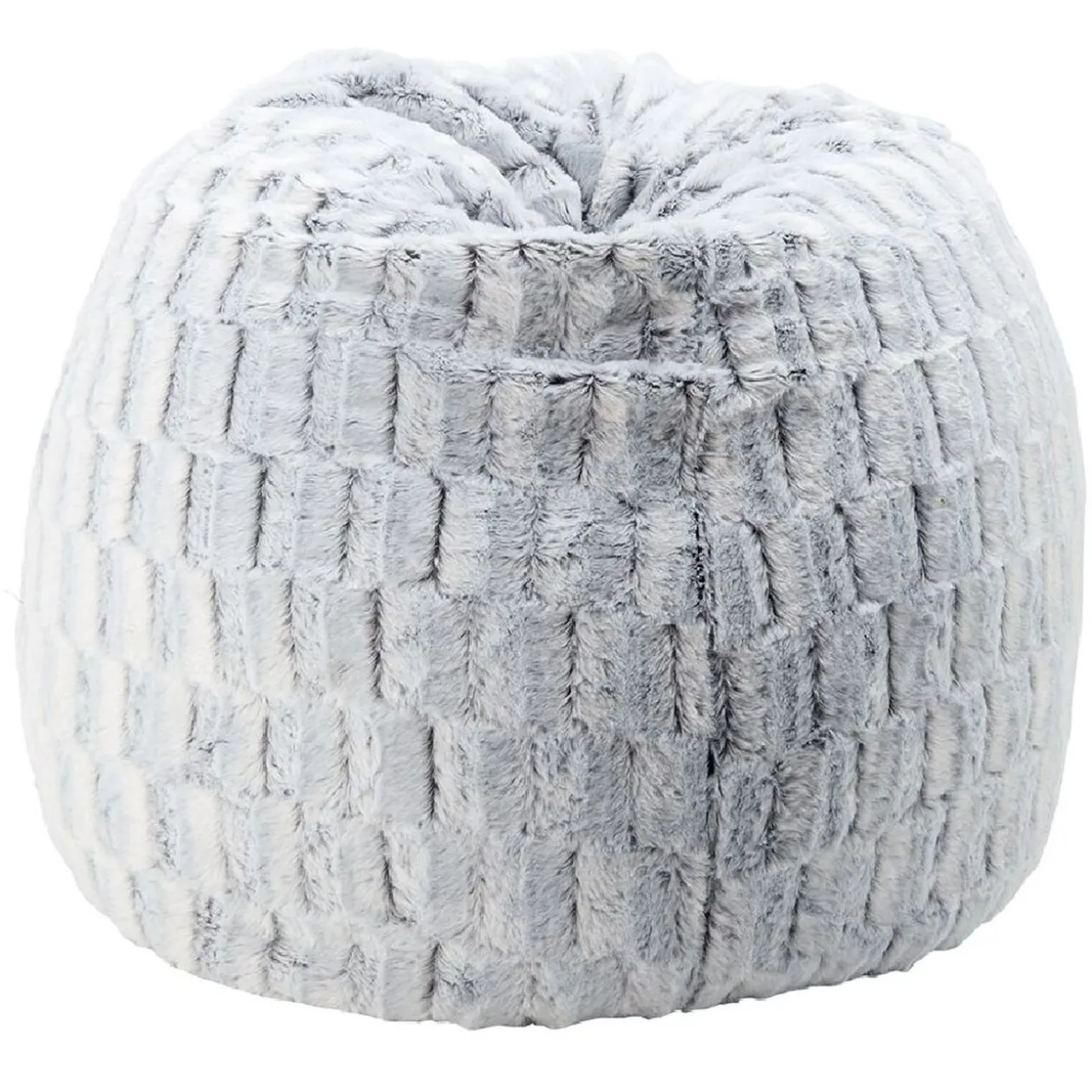 Pouf poire imitation fourrure gris