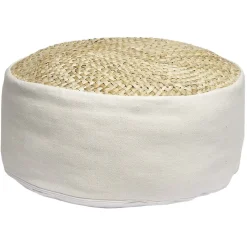Pouf rond bi-matière naturel Ø41 cm