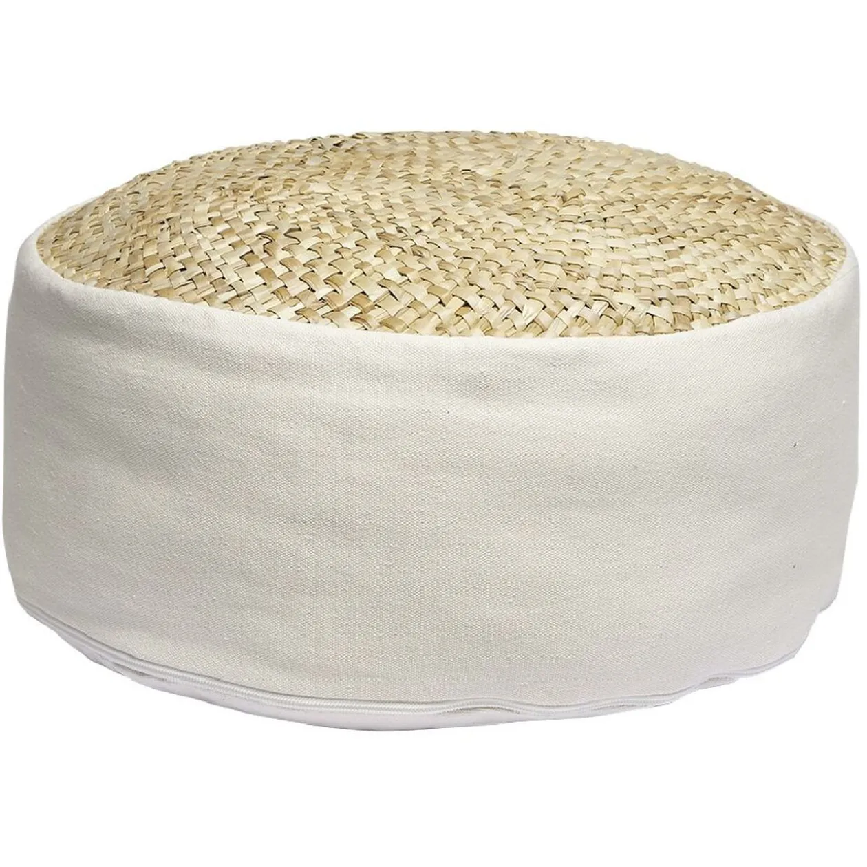 Pouf rond bi-matière naturel Ø41 cm