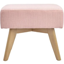Pouf rose sur pied en bois