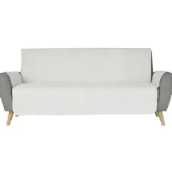 Protège canapé 3 places effet laine bouclée blanc L279x179cm