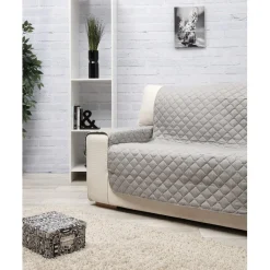 Protège canapé 3 places gris clair uni