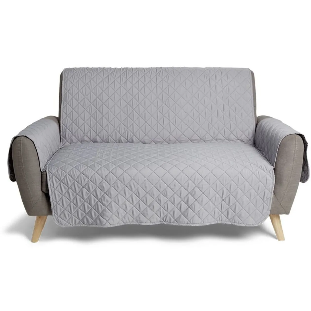 Protège canapé 2 places L223xH179cm molleton gris foncé