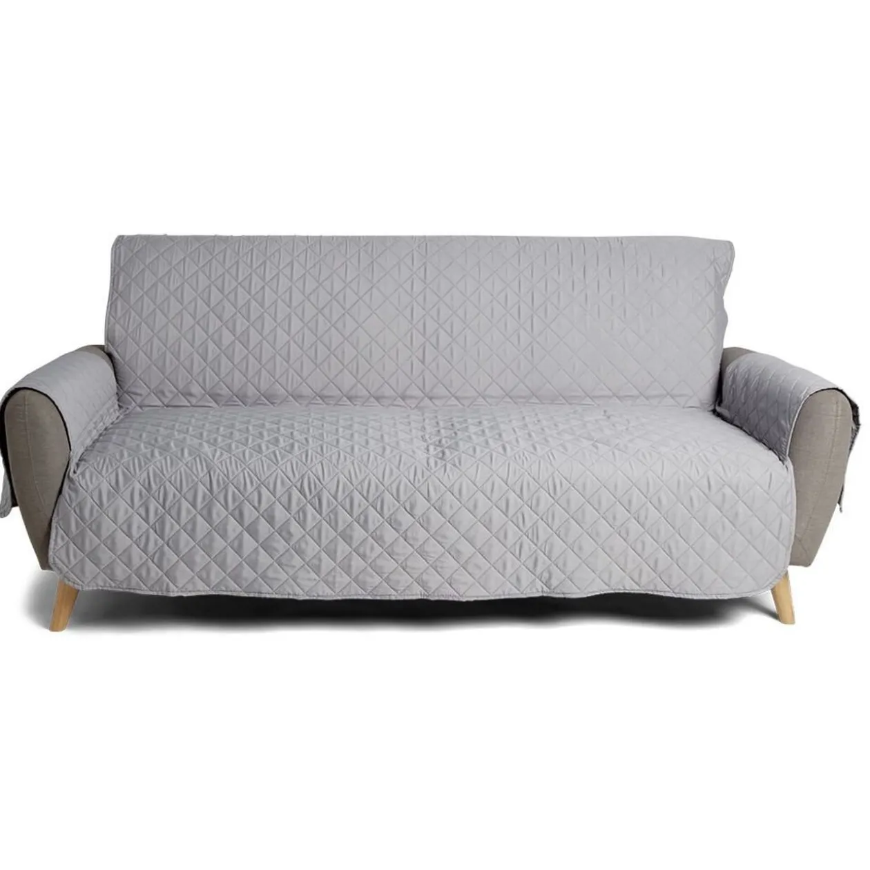 Protège canapé 3 places L279xH179cm molleton gris foncé