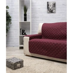 Protège canapé 2 places prune uni