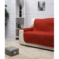Protège canapé 3 places rouge uni