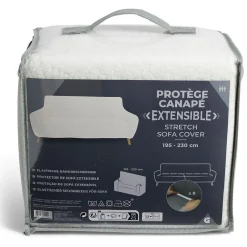 Protège canapé extensible 3 places L195-230cm effet laine bouclée beige