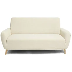 Protège canapé extensible 2 places L145-185cm velours côtelé beige