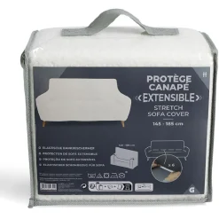 Protège canapé extensible 2 places L145-185cm effet laine bouclée beige