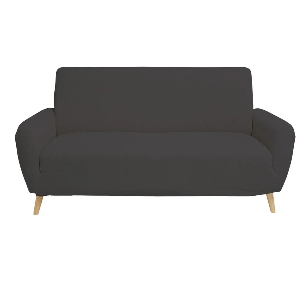 Protège canapé extensible 2 places L145-185cm velours côtelé gris foncé