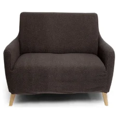 Protège fauteuil extensible L90-145cm effet laine bouclée gris foncé