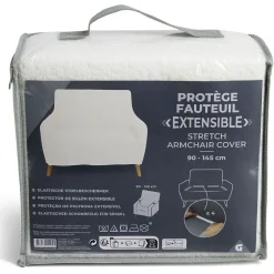 Protège fauteuil extensible L90-145cm effet laine bouclée beige