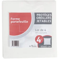 Protège oreiller jetable blanc x4
