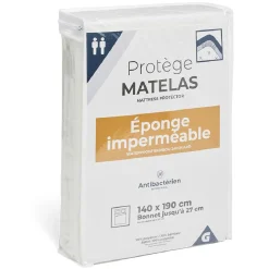 Protège-matelas imperméable antibactérien polyester bambou 140x190cm
