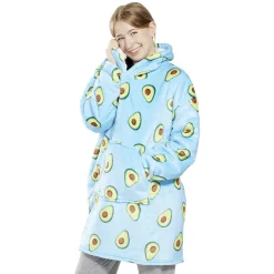 Pull plaid adulte à capuche 75xH90cm - banane ou avocat