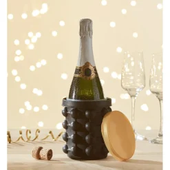 Rafraîchisseur de bouteille bac à glaçons 2en1 noir et doré