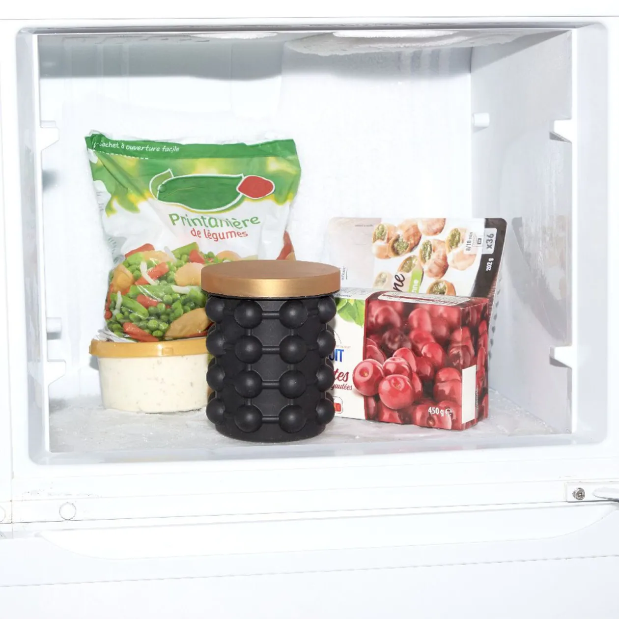 Rafraîchisseur de bouteille bac à glaçons 2en1 noir et doré