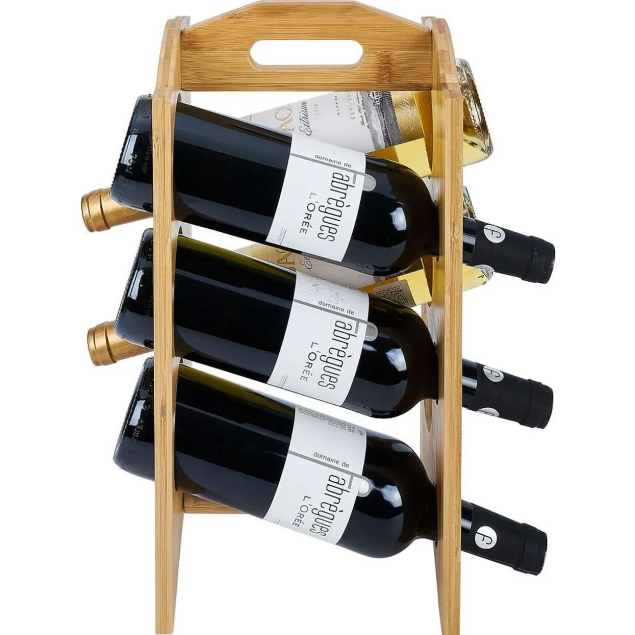 Range bouteille vertical 6 emplacements bambou 40x20xH17,8cm