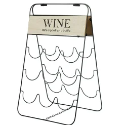 Range bouteilles 9 compartiments métal noir bois design Wine