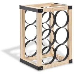 Range bouteilles x6 noir et bois