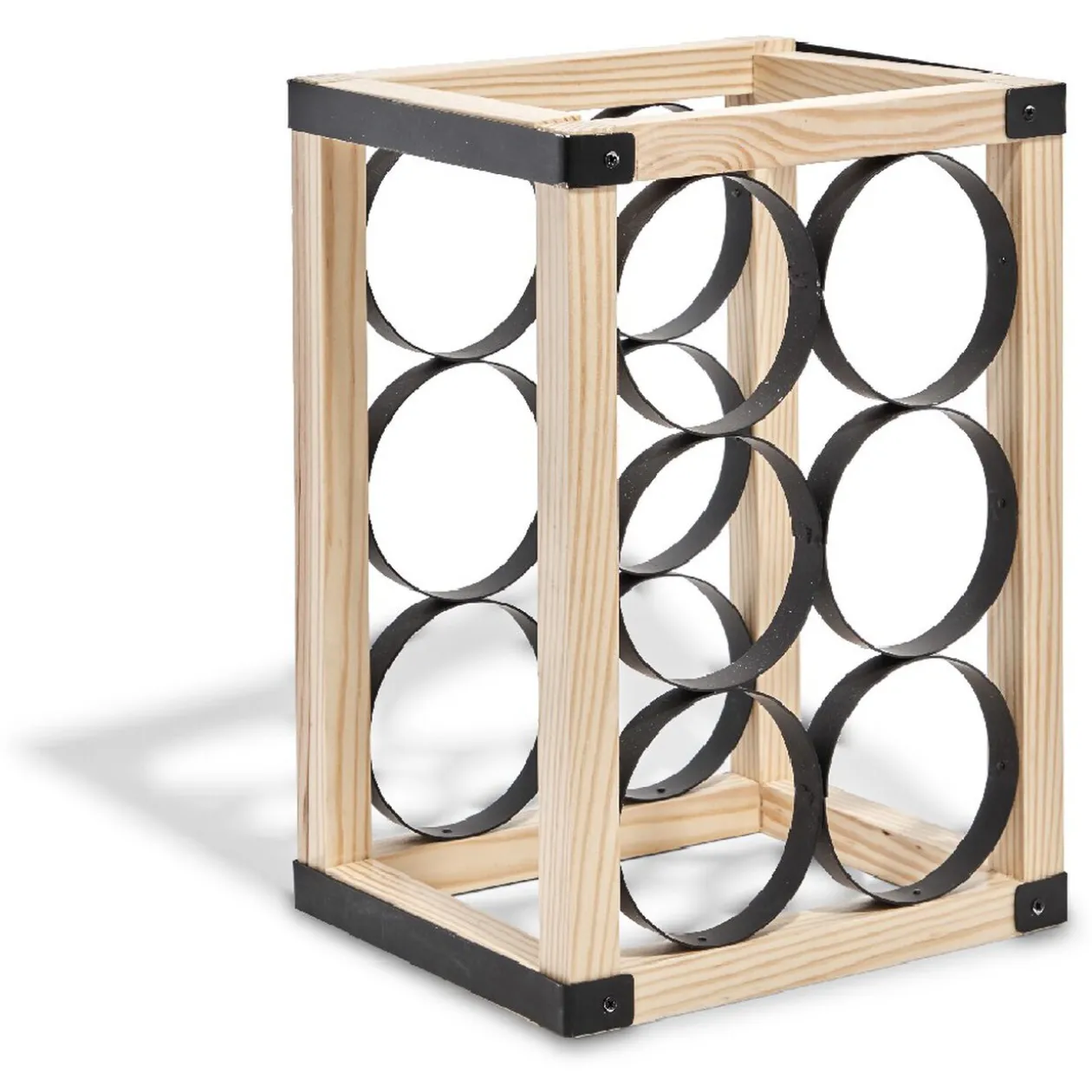 Range bouteilles x6 noir et bois