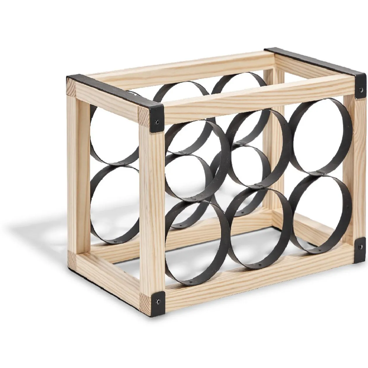 Range bouteilles x6 noir et bois