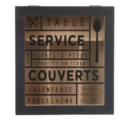 Range couvert mdf naturel couvercle transparent imprimé noir
