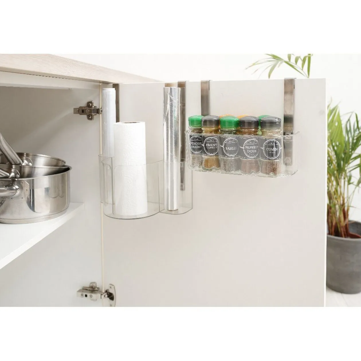 Rangements à suspendre épices et essuie tout