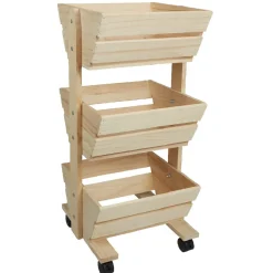 Resserre légume en bois 3 niveaux à roulettes