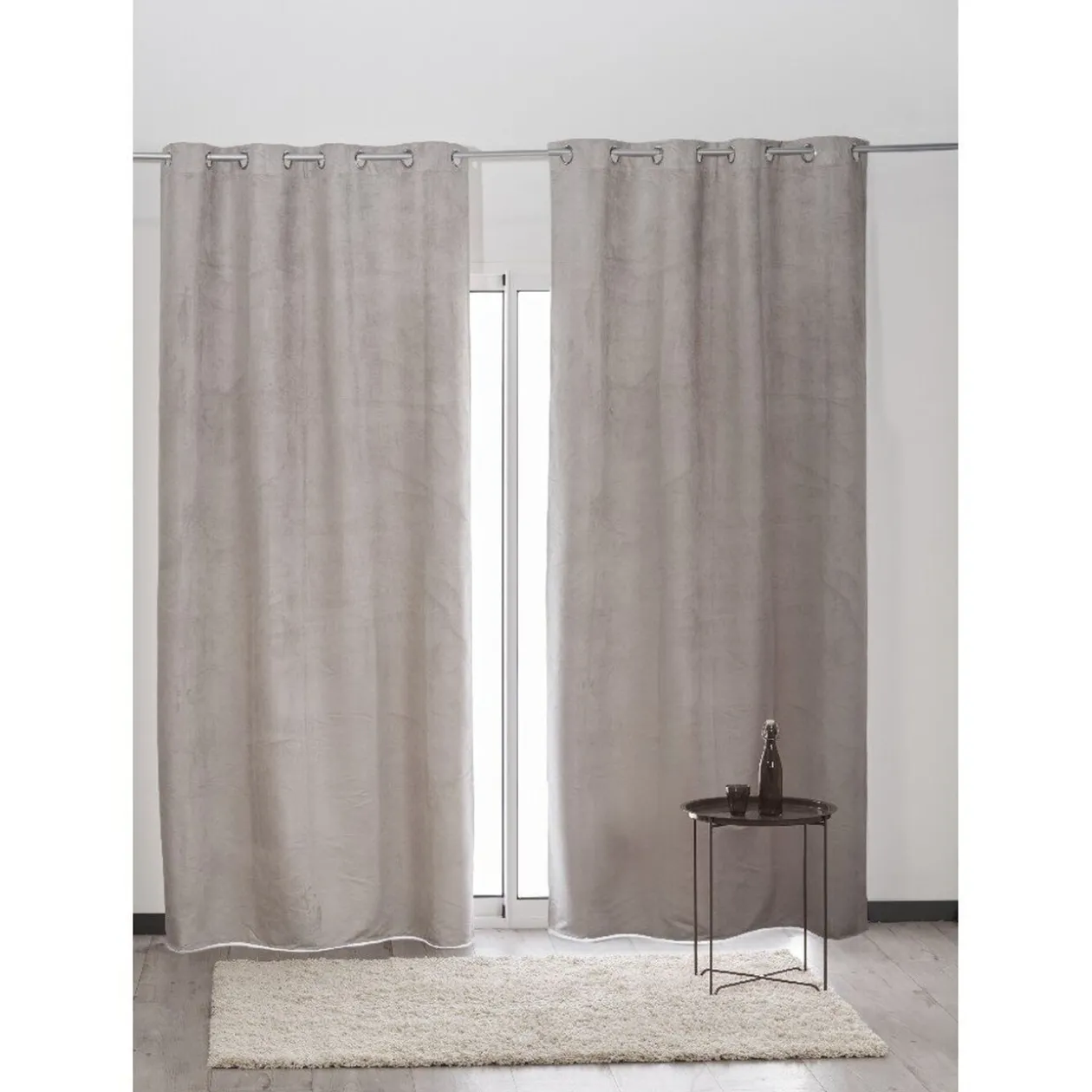 Rideau à oeillet en suédine uni beige