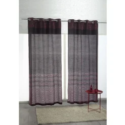 Rideau à oeillets aubergine rose Polydoupion