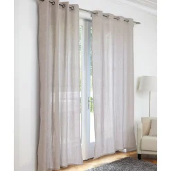 Rideau à oeillets beige clair blanc