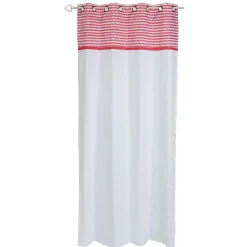 Rideau à oeillets blanc imprimé zig zag rose