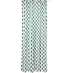 Rideau à oeillets blanc motif feuille verte Filao