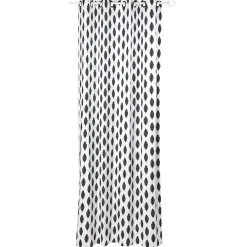 Rideau à oeillets blanc motif feuille noire Filao