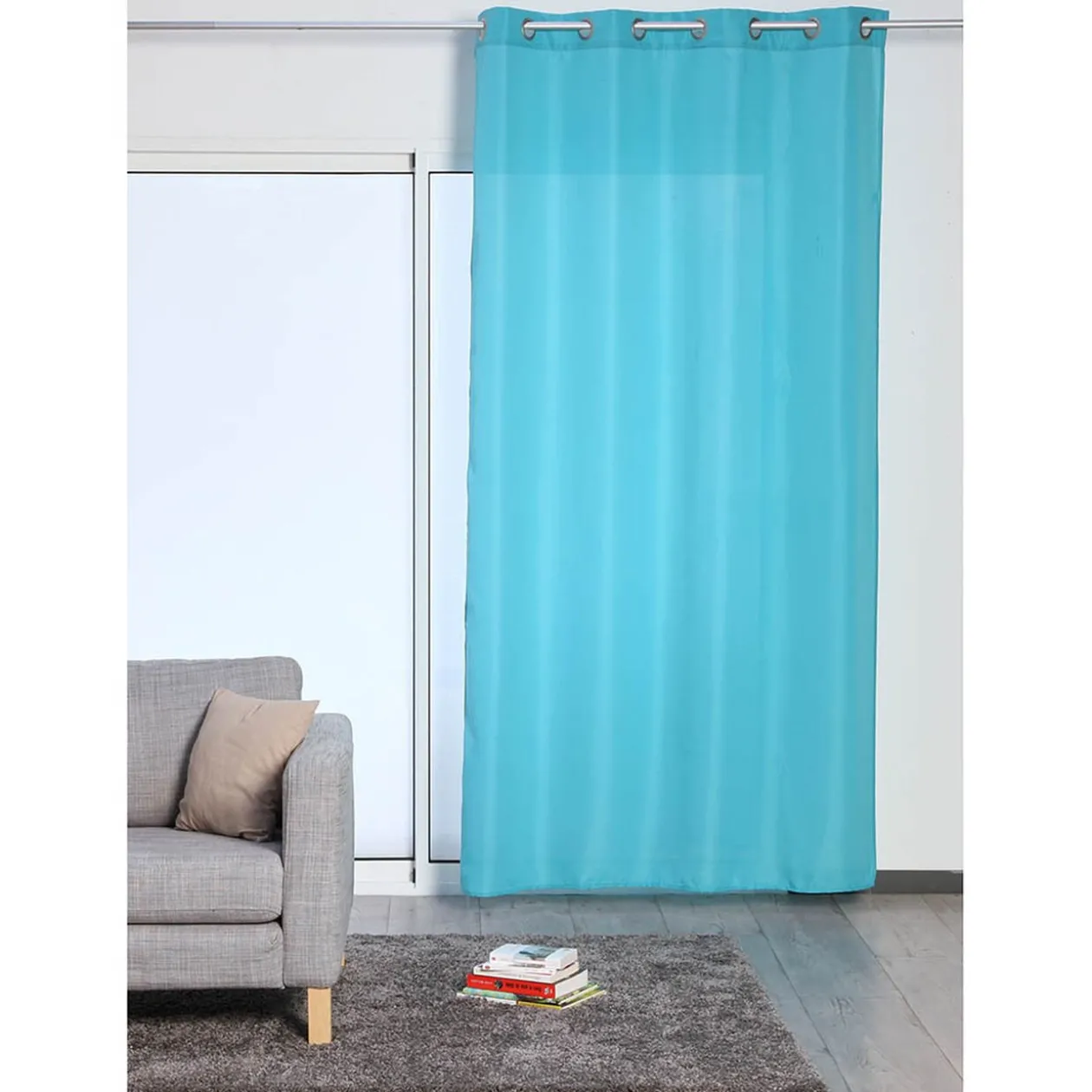 Rideau 8 oeillets bleu ciel